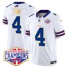 Bills 2024 AFC East Division Champions Gold Trim Vapor Limited Jersey – All Stitched – White – James Cook Jersey