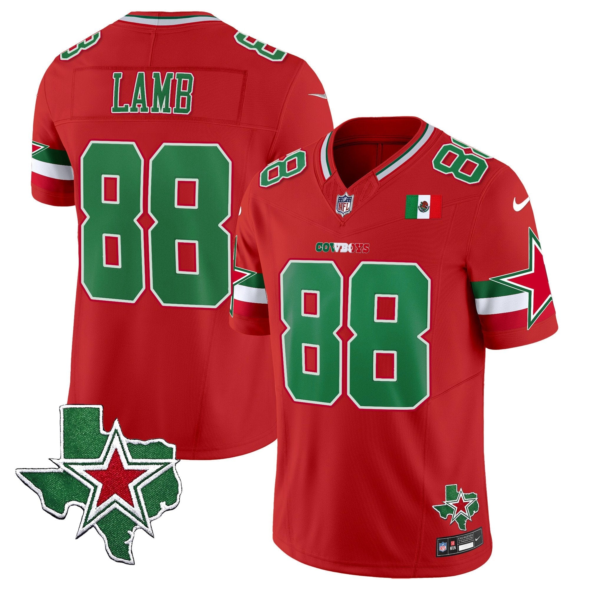 Cowboys 2024 Mexico Vapor Limited Jersey – All Stitched – Red – CeeDee Lamb Jersey
