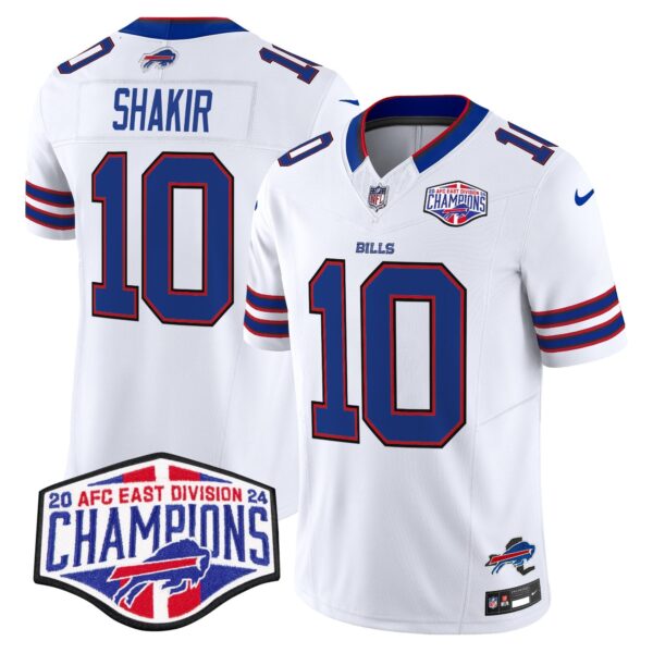 Bills 2024 AFC East Division Champions Vapor Limited Jersey – All Stitched – White – Khalil Shakir Jersey