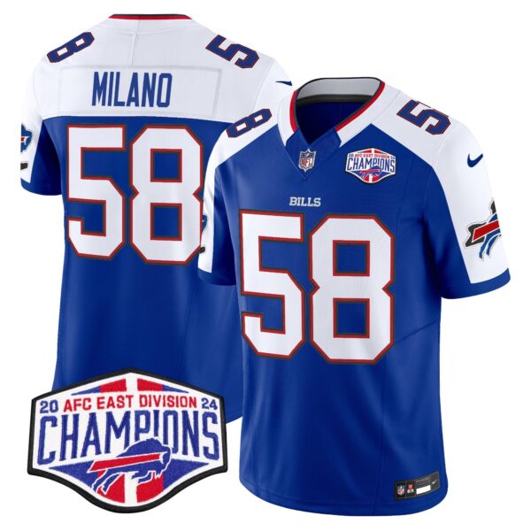 Bills 2024 AFC East Division Champions Vapor Limited Jersey – All Stitched – Royal Alternate – Matt Milano Jersey