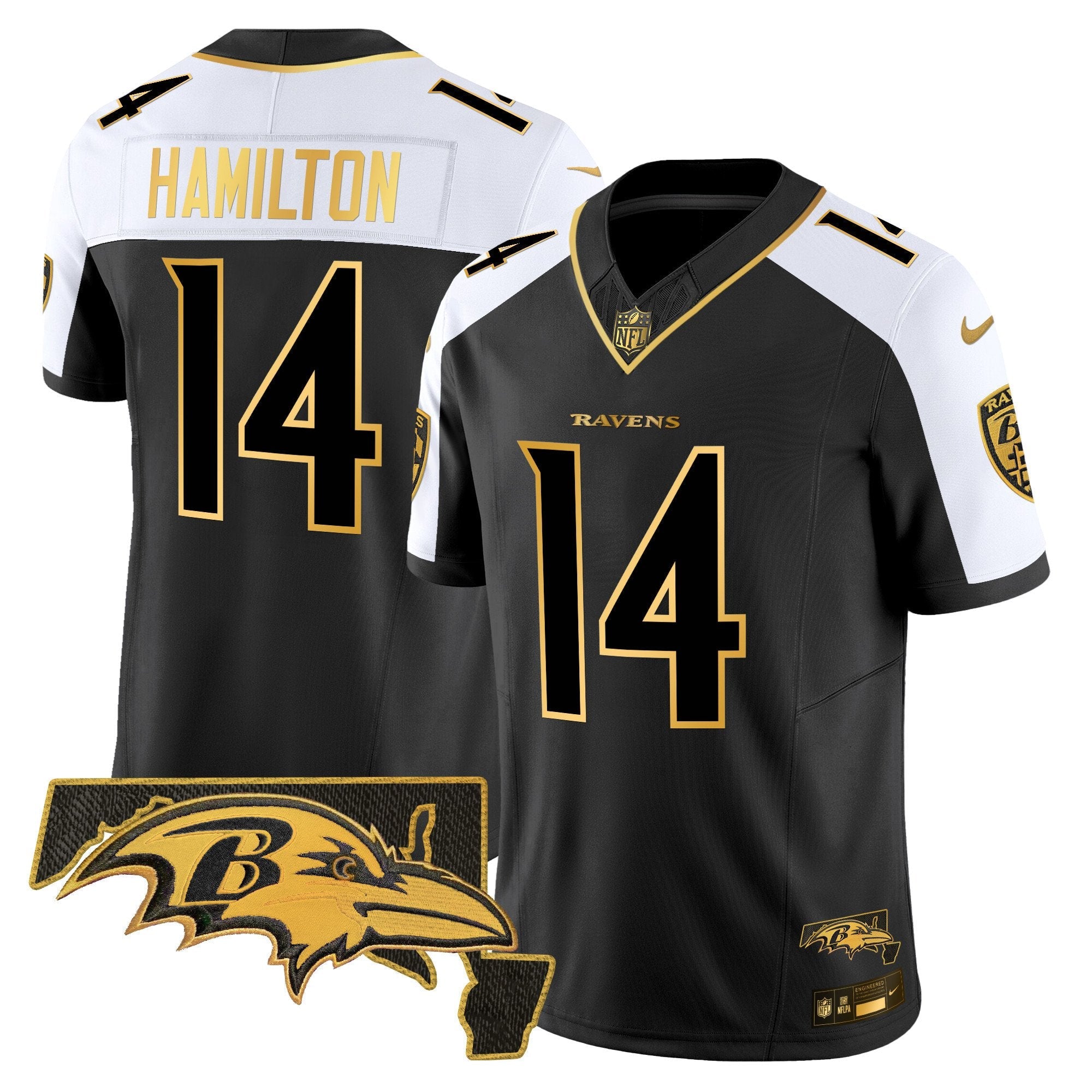 Ravens 2024 Gold Vapor Limited Jersey – All Stitched – Alternate – Kyle Hamilton Jersey
