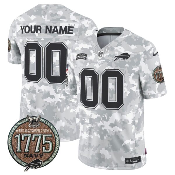 Bills 2024 Salute to Service Establishment Year Patch Vapor Limited Custom Jersey – All Stitched – Navy Jersey