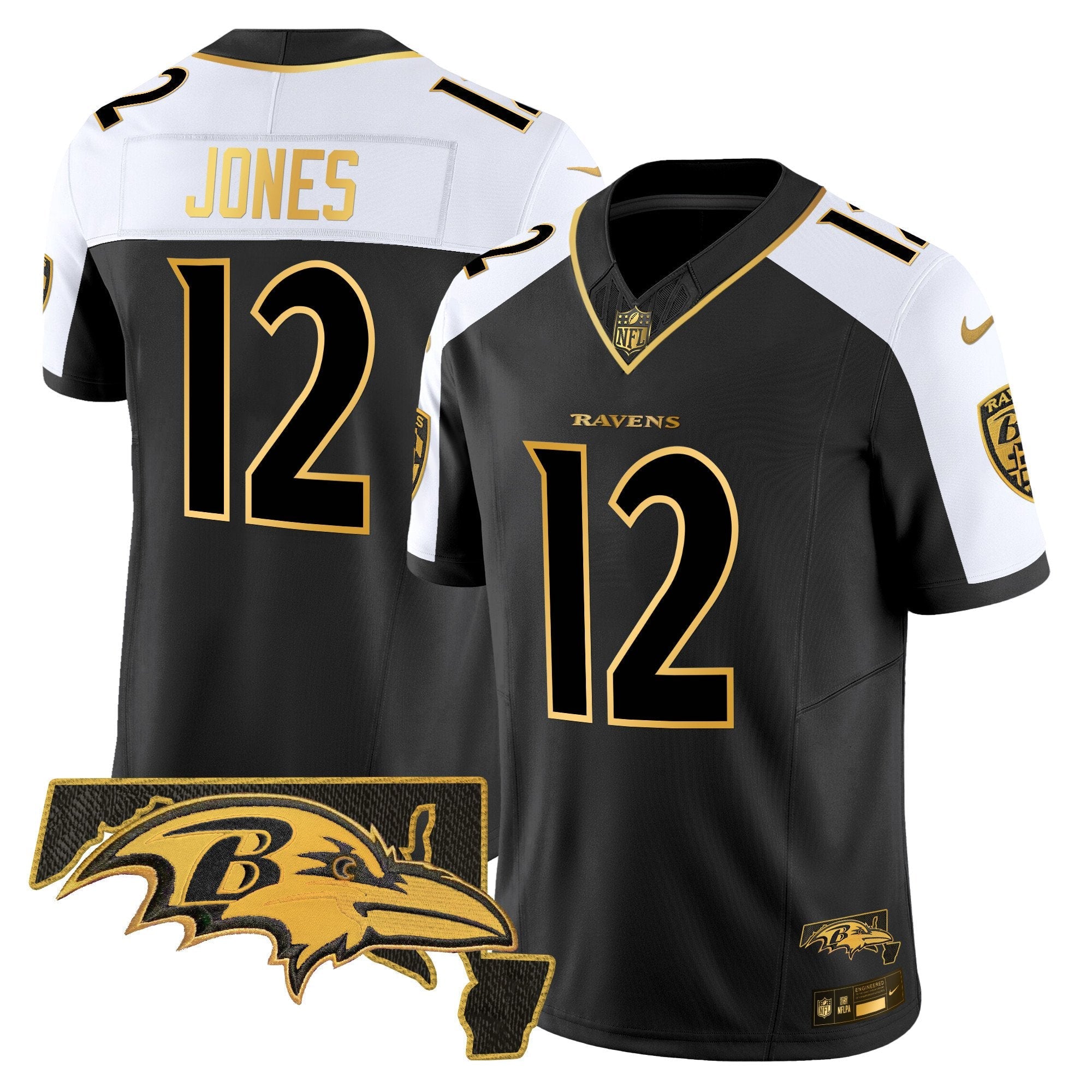 Ravens Maryland Patch Gold Vapor Limited Jersey V2 – All Stitched – Alternate – Jacoby Jones Jersey