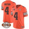 Browns 1946 75th Anniversary Patch Jersey – All Stitched – Orange – Deshaun Watson Jersey