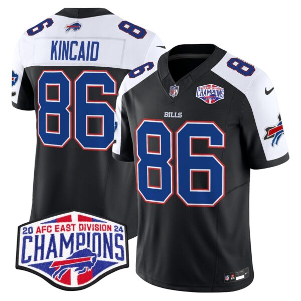 Bills 2024 AFC East Division Champions Vapor Limited Jersey – All Stitched – Black Alternate – Dalton Kincaid Jersey