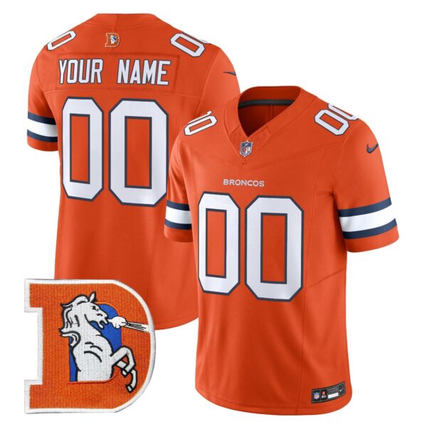 Denver Broncos Throwback Vapor Limited Custom Jersey V2 – All Stitched – Orange Jersey