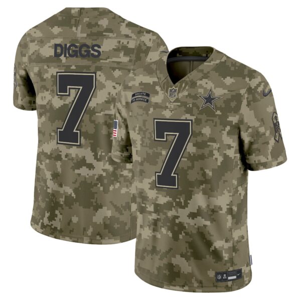 Dallas Cowboys 2024 Salute to Service Vapor Limited Jersey – All stitched – Olive Camo – Trevon Diggs Jersey