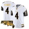 Ravens Maryland Patch Gold Vapor Limited Jersey V2 – All Stitched – White Gold – Zay Flowers Jersey