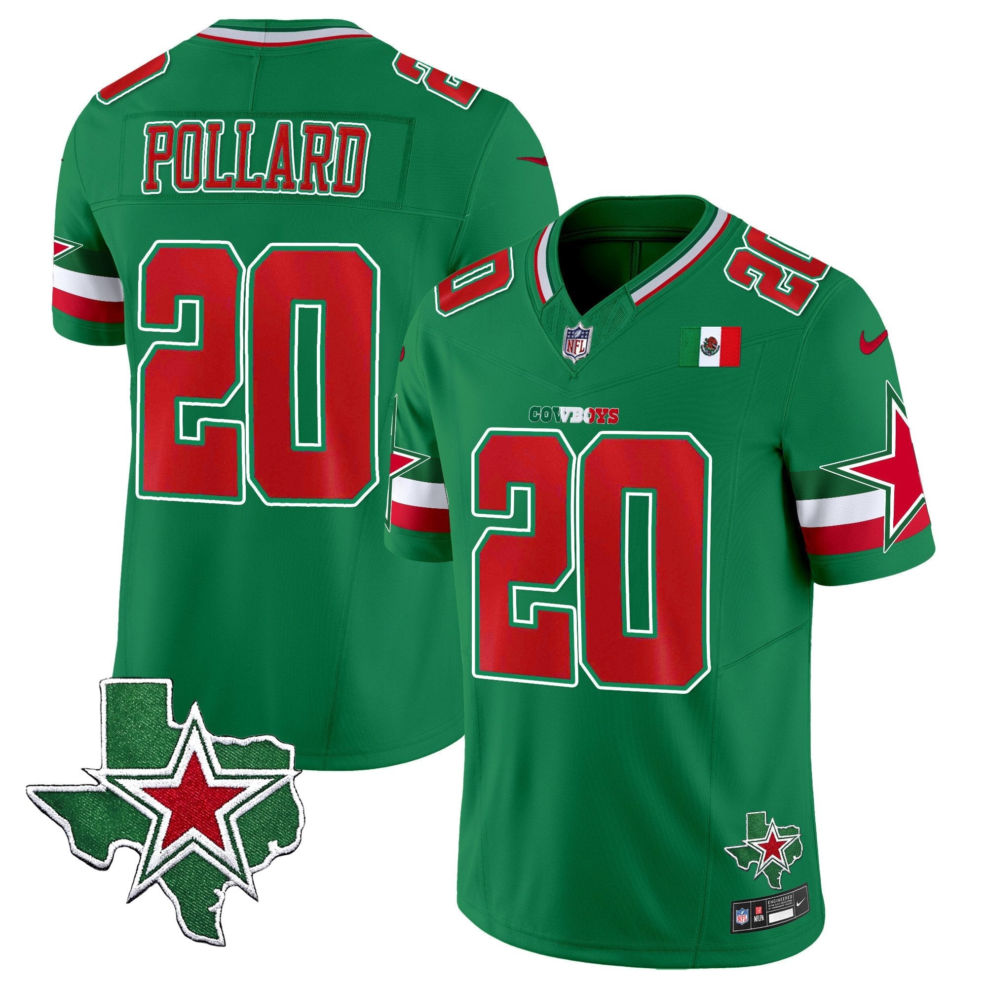 Cowboys 2024 Mexico Vapor Limited Jersey – All Stitched – Green – Tony Pollard Jersey