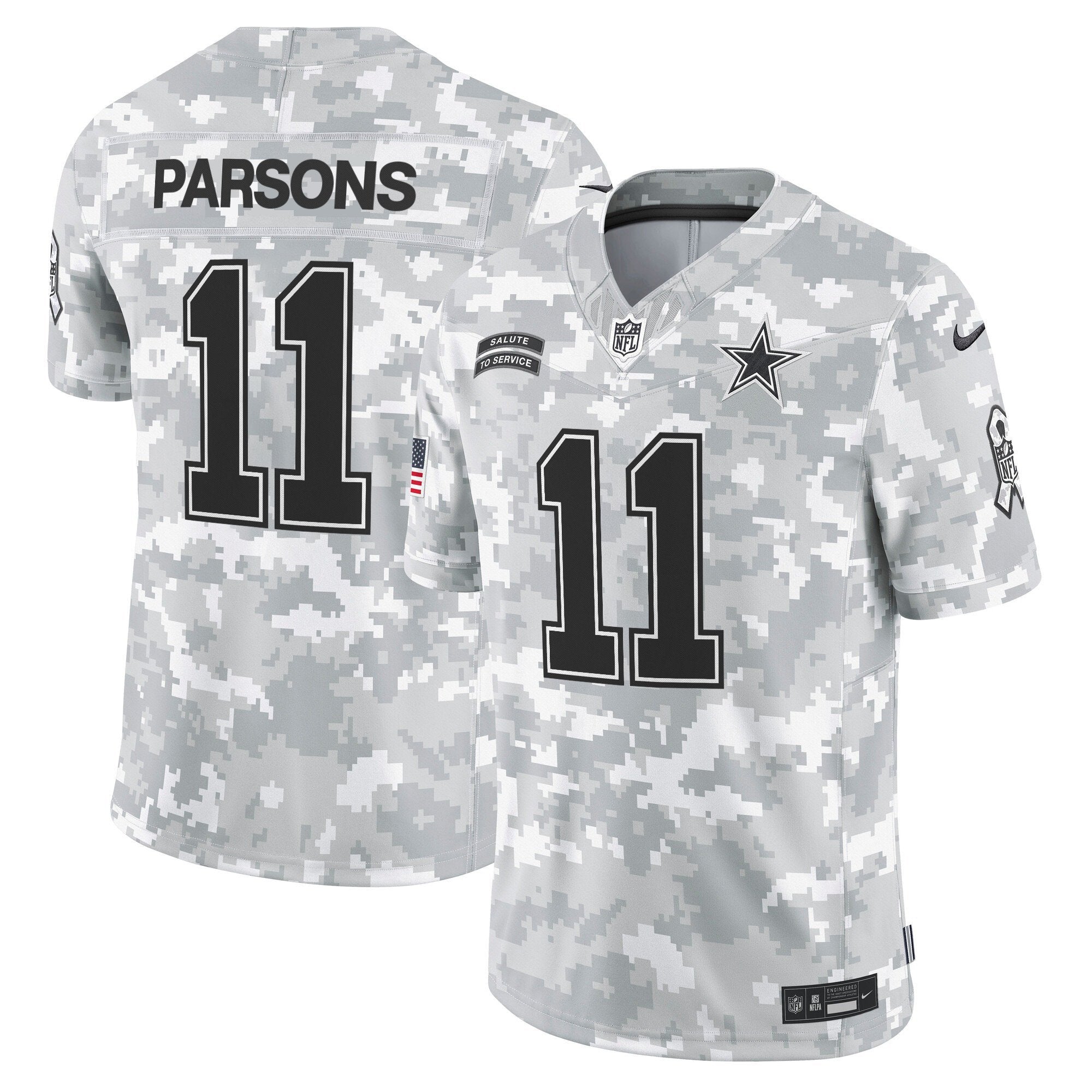 Dallas Cowboys 2024 Salute to Service Vapor Limited Jersey – All stitched – Arctic Camo – Micah Parsons Jersey