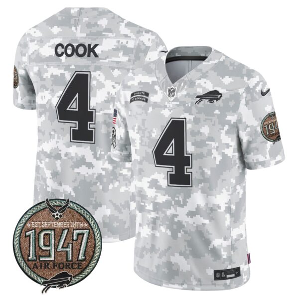Bills 2024 Salute to Service Establishment Year Patch Vapor Limited Jersey – All Stitched – Air Force – James Cook Jersey
