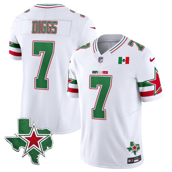 Cowboys 2024 Mexico Vapor Limited Jersey – All Stitched – White – Trevon Diggs Jersey