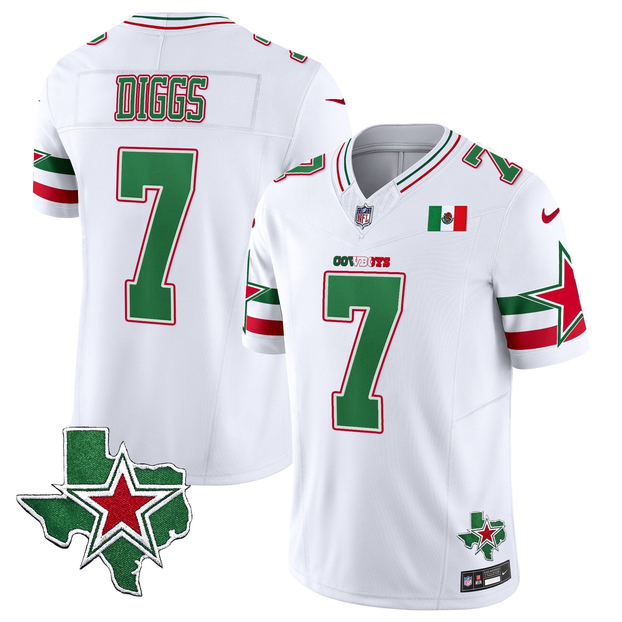 Cowboys 2024 Mexico Vapor Limited Jersey – All Stitched – White – Trevon Diggs Jersey