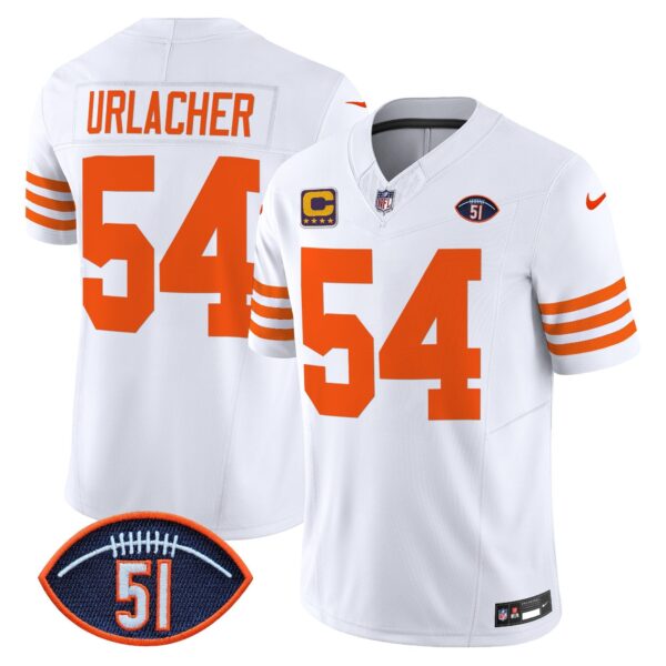 Chicago Bears Dick Butkus Patch Throwback Vapor Limited Jersey – All Stitched – White – Brian Urlacher Jersey