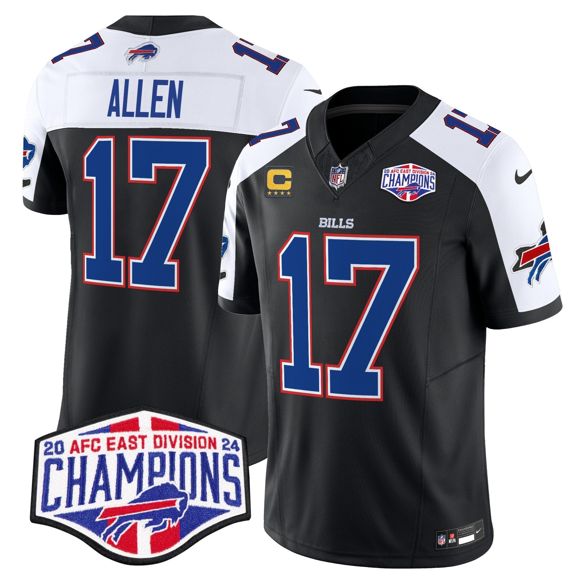 Bills 2024 AFC East Division Champions Vapor Limited Jersey – All Stitched – Black Alternate – Josh Allen Jersey