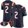 Bears Illinois Patch Vapor Limited Jersey V2 – All Stitched – Navy – D.J. Moore Jersey