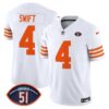 Chicago Bears Dick Butkus Patch Throwback Vapor Limited Jersey – All Stitched – White – D’Andre Swift Jersey