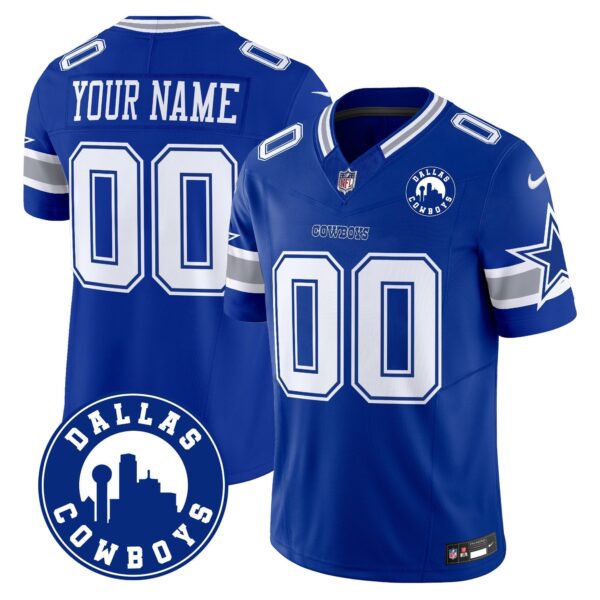 Cowboys “Dallas City” Patch Vapor Limited Custom Jersey – All Stitched – Royal Jersey