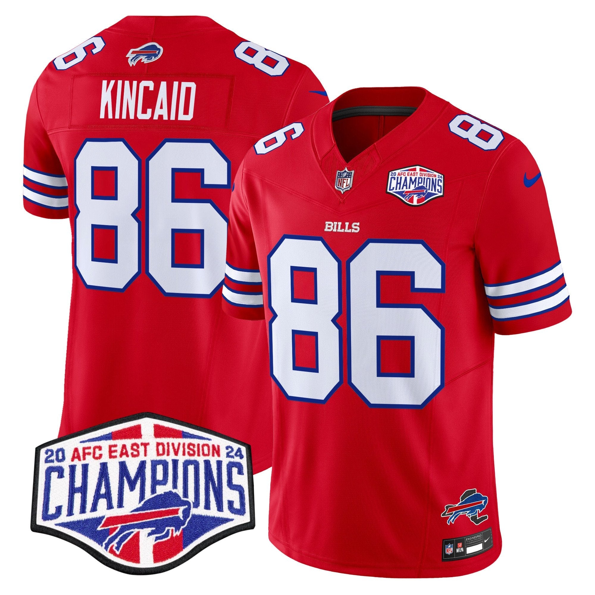 Bills 2024 AFC East Division Champions Vapor Limited Jersey – All Stitched – Red – Dalton Kincaid Jersey
