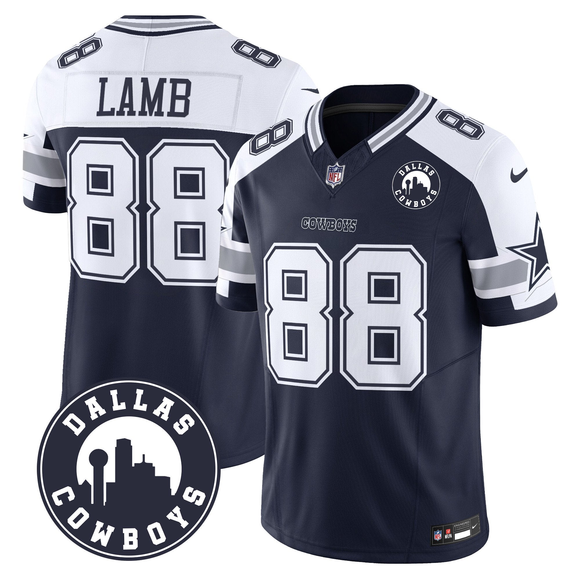 Cowboys “Dallas City” Patch Vapor Limited Jersey – All Stitched – Alternate – CeeDee Lamb Jersey