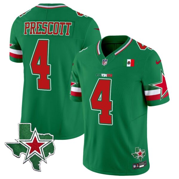 Cowboys 2024 Mexico Vapor Limited Jersey – All Stitched – Green – Dak Prescott Jersey