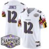 Ravens Maryland Flag 2024 AFC North Division Champions Patch Vapor Limited Jersey – All Stitched – White – Jacoby Jones Jersey