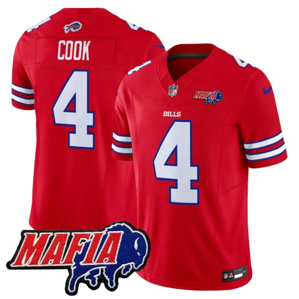 Buffalo Bills 2024 Bills Mafia Patch Vapor Limited Jersey – All Stitched – Red – James Cook Jersey