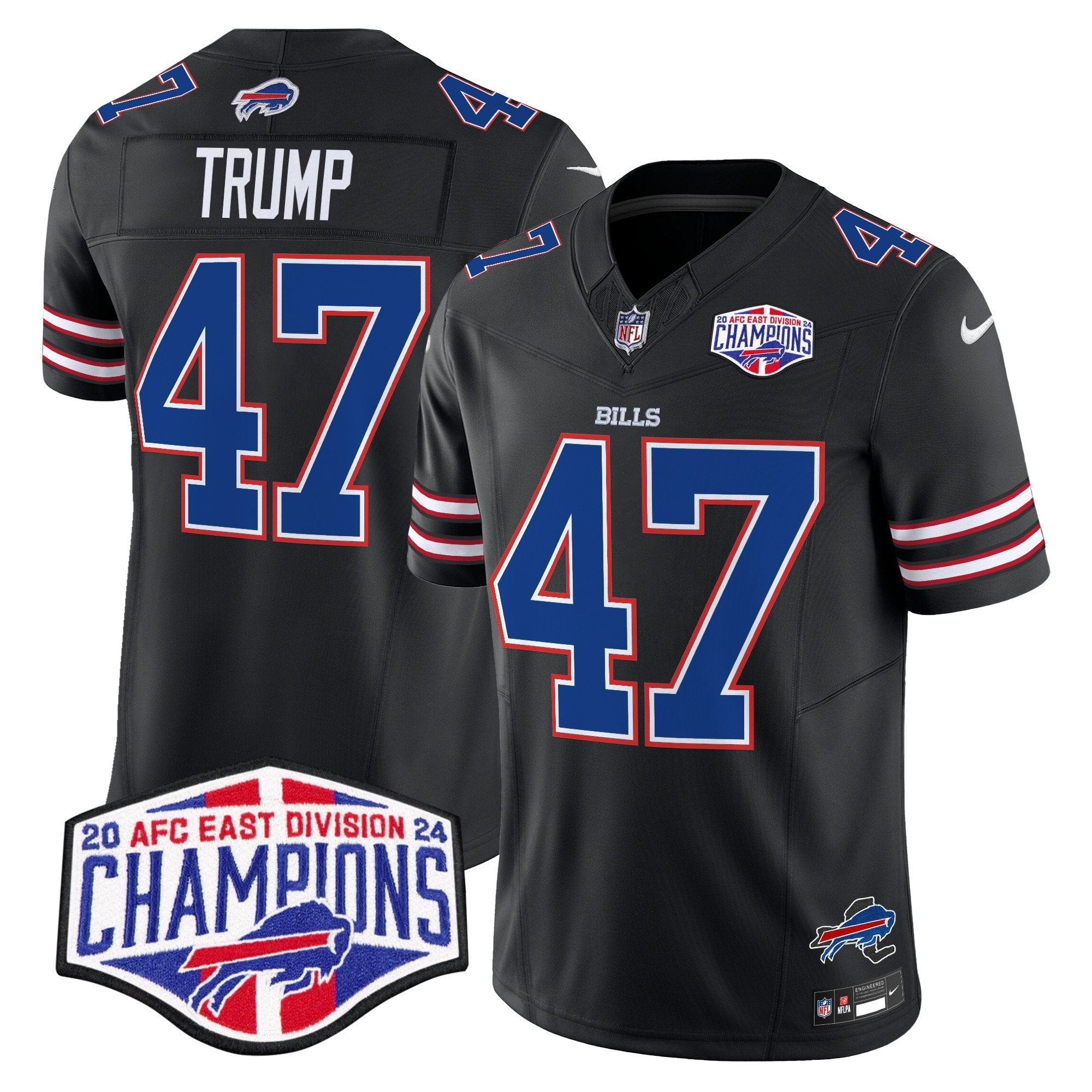 Bills 2024 AFC East Division Champions Vapor Limited Jersey – All Stitched – Black – Donald Trump Jersey