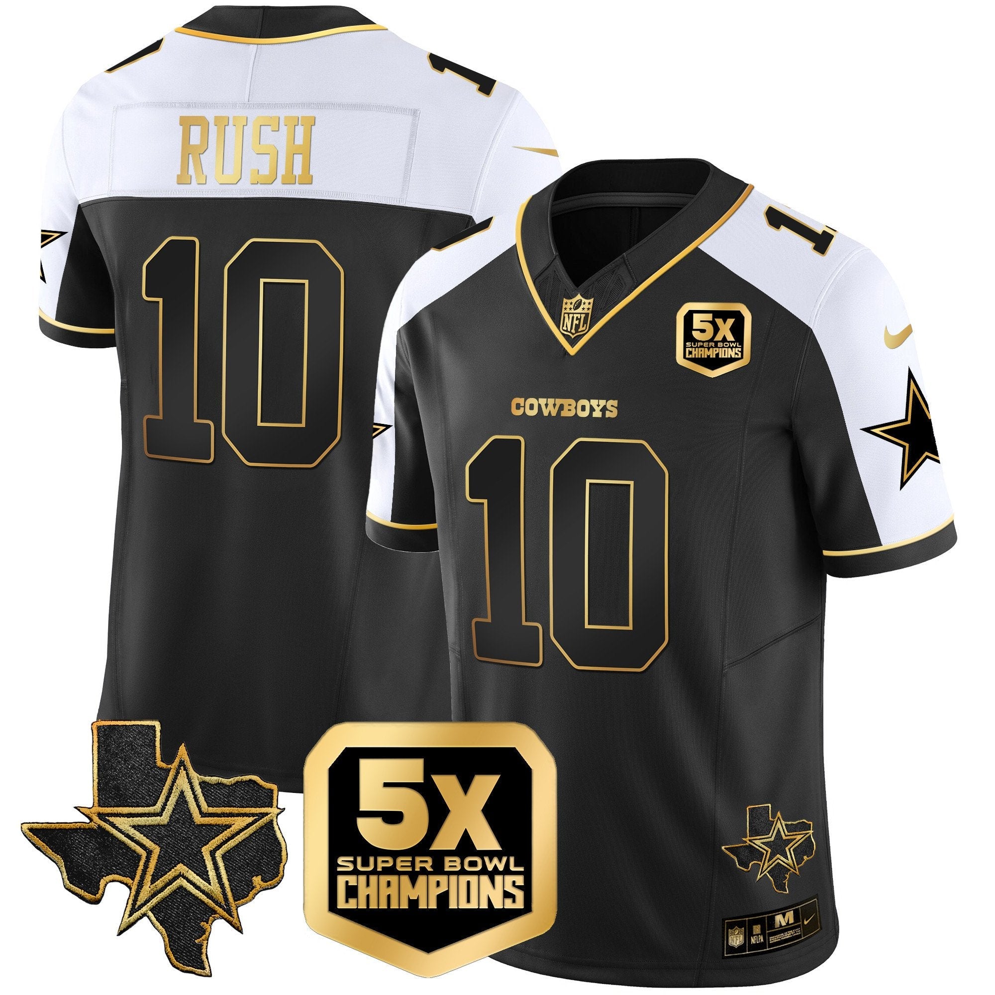 Cowboys 5x Super Bowl Champions Vapor Limited Jersey – All Stitched – Alternate – Cooper Rush Jersey