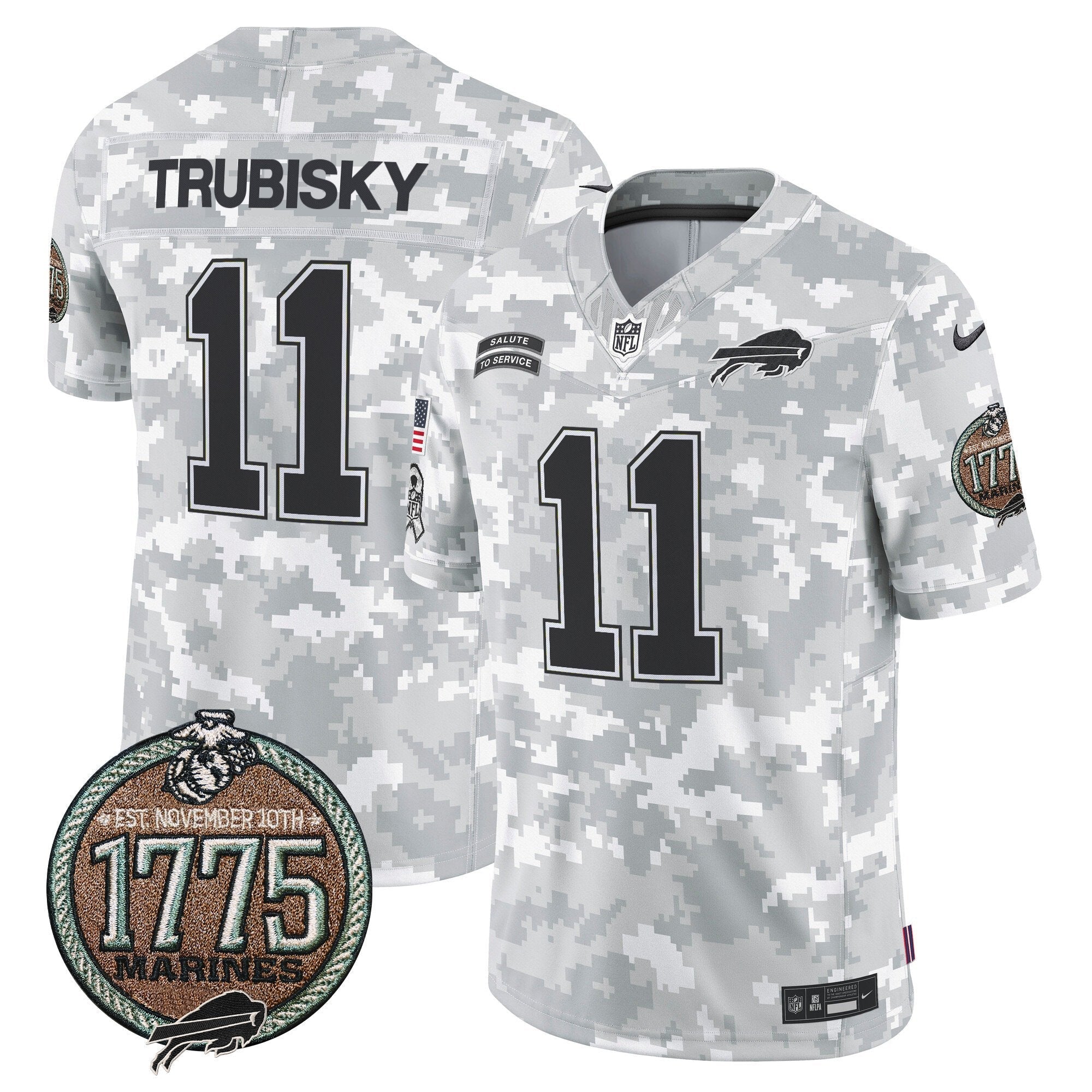 Bills 2024 Salute to Service Establishment Year Patch Vapor Limited Jersey – All Stitched – Marines – Mitchell Trubisky Jersey