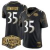 Ravens Maryland Flag Map 2024 AFC North Division Champions Patch Gold Vapor Limited Jersey – All Stitched – Black Limited – Gus Edwards Jersey