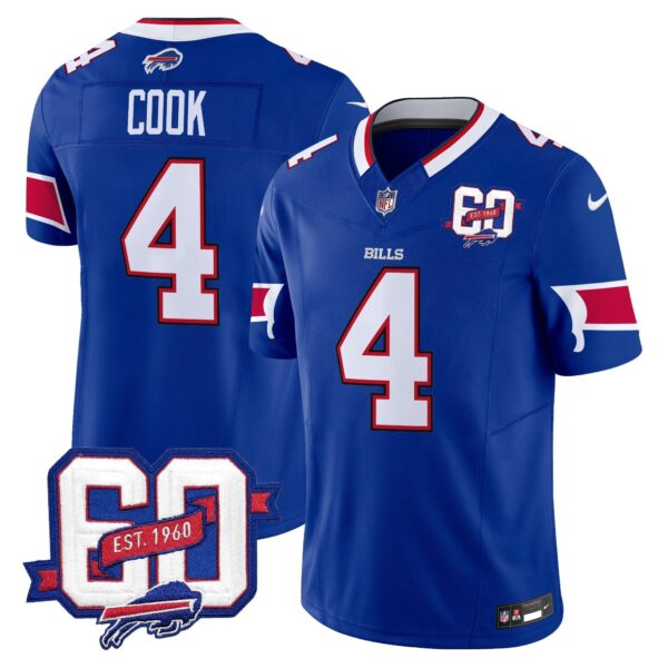 Bills 60th Anniversary Patch Vapor Limited Jersey – All Stitched – Royal – James Cook Jersey