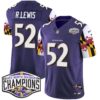 Ravens Maryland Flag 2024 AFC North Division Champions Patch Vapor Limited Jersey – All Stitched – Purple – Ray Lewis Jersey