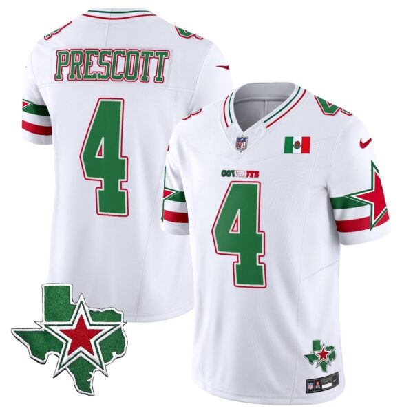 Cowboys 2024 Mexico Vapor Limited Jersey – All Stitched – White – Dak Prescott Jersey