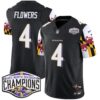 Ravens Maryland Flag 2024 AFC North Division Champions Patch Vapor Limited Jersey – All Stitched – Black – Zay Flowers Jersey