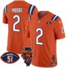 Bears Illinois Patch Vapor Limited Jersey V2 – All Stitched – Orange – D.J. Moore Jersey