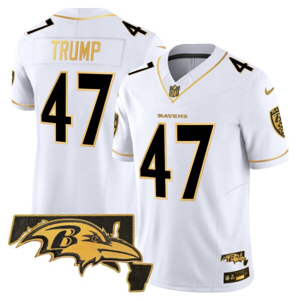 Ravens 2024 Gold Vapor Limited Jersey – All Stitched – White Gold – Donald Trump Jersey