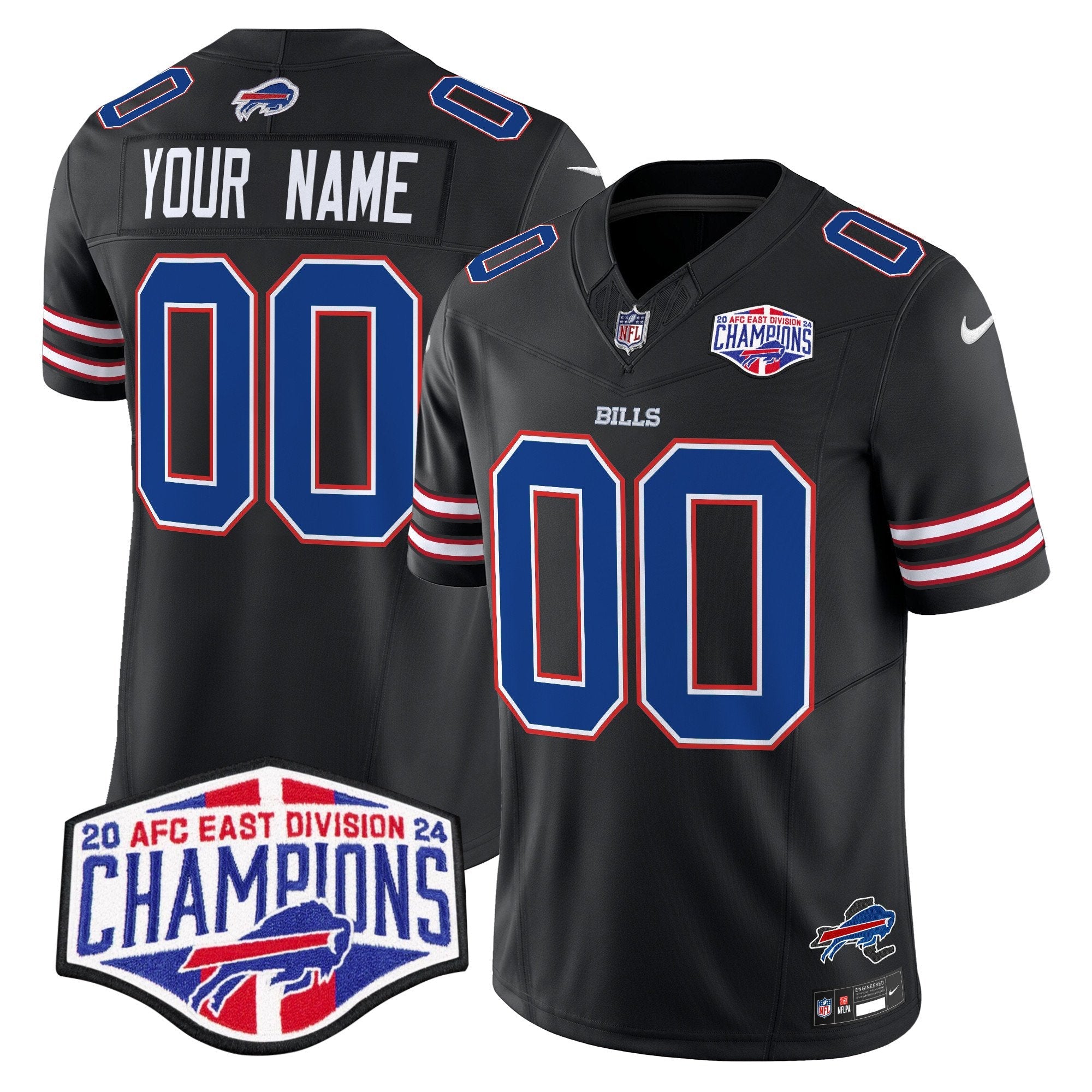 Bills 2024 AFC East Division Champions Vapor Limited Custom Jersey – All Stitched – Black Jersey