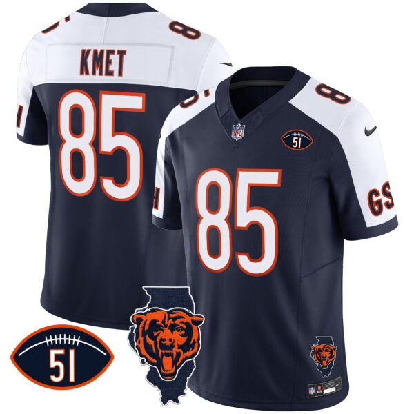 Bears Illinois Patch Vapor Jersey – All Stitched – Alternate – Cole Kmet Jersey