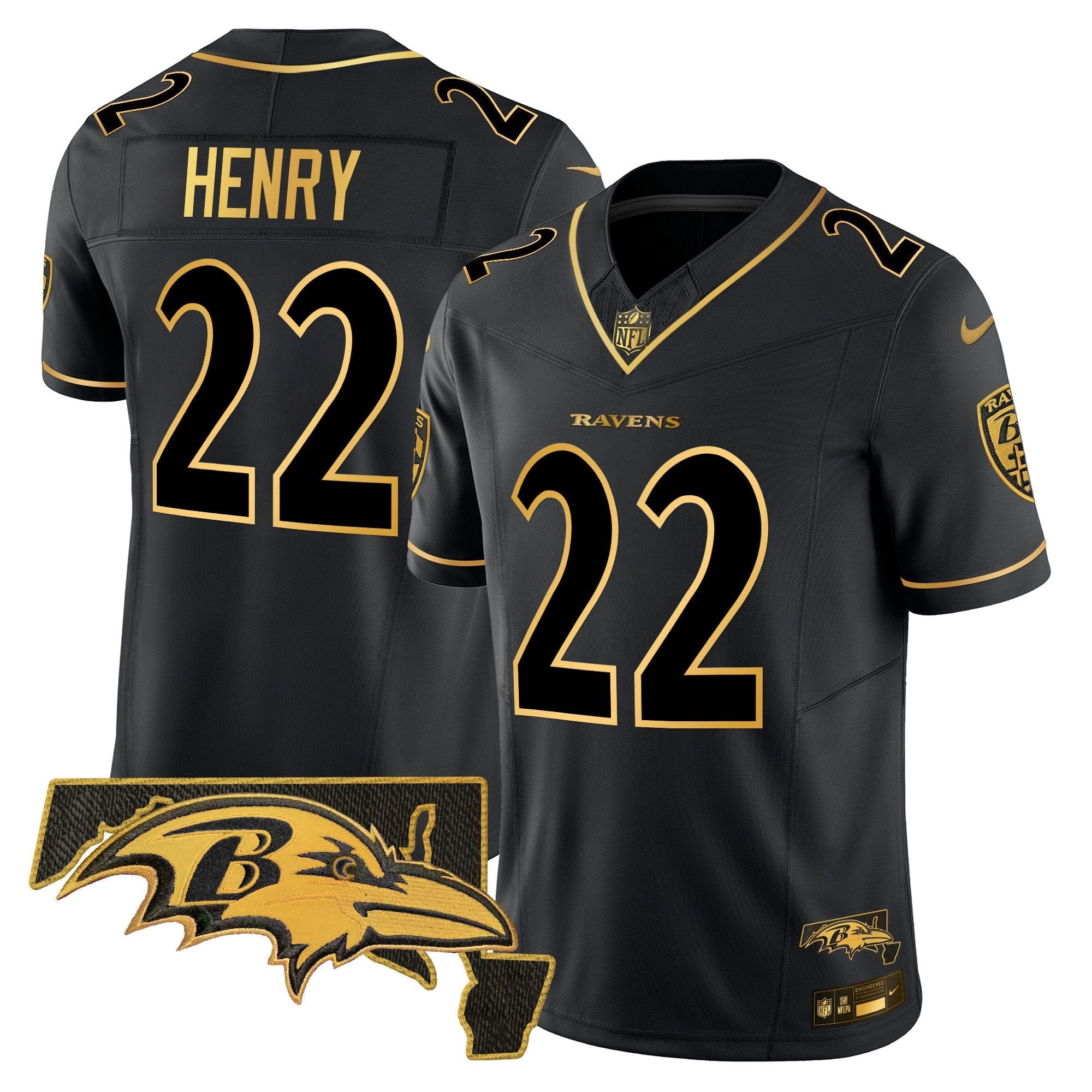 Ravens 2024 Gold Vapor Limited Jersey – All Stitched – Black Gold – Derrick Henry Jersey