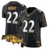 Ravens Maryland Patch Gold Vapor Limited Jersey V2 – All Stitched – Black Limited – Derrick Henry Jersey
