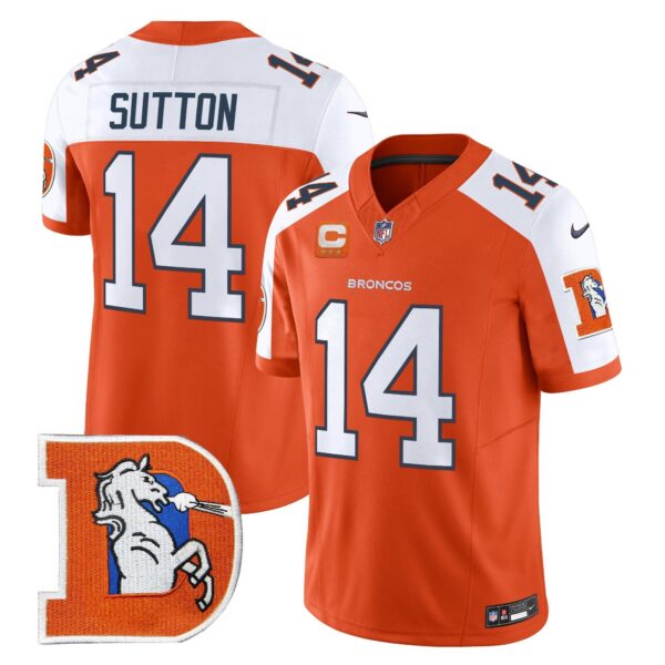 Denver Broncos Throwback Vapor Limited Jersey V2 – All Stitched – Orange Alternate – Courtland Sutton Jersey