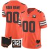 Browns #32 Jim Brown Memorial & Home Patch Custom Jersey V3 – All Stitched – Orange Jersey