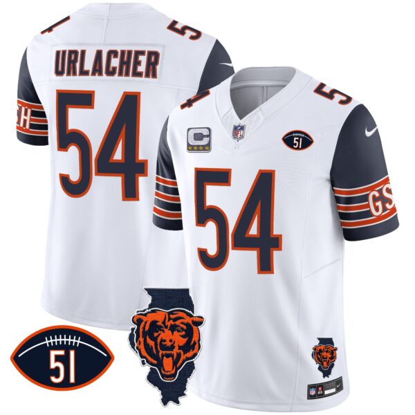 Bears Illinois Patch Vapor Jersey – All Stitched – Navy Sleeves – Brian Urlacher Jersey
