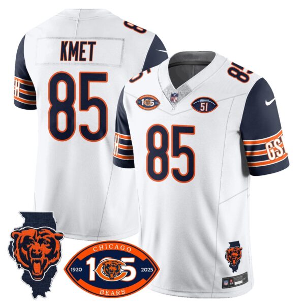 Bears 1920-2025 The Bears Vapor Limited Jersey – All Stitched – Navy Sleeves – Cole Kmet Jersey