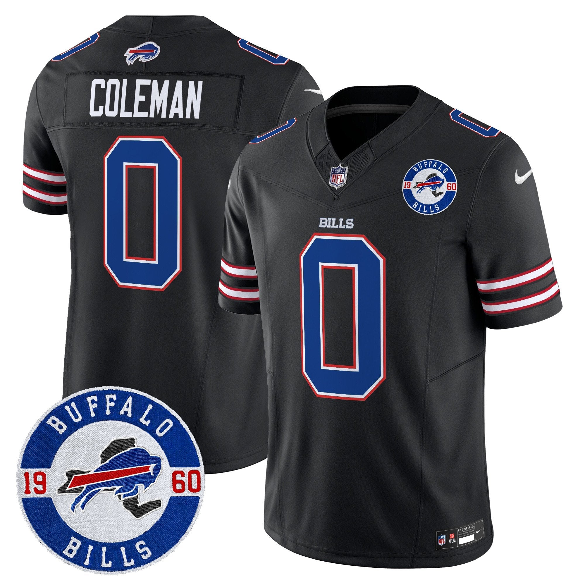 Buffalo Bills 2024 Vapor Limited Jersey – Est. 1960 Patch – All Stitched – Black – Keon Coleman Jersey