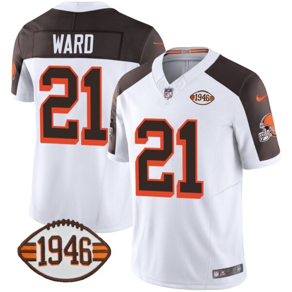 Browns 1946 75th Anniversary Patch Jersey – All Stitched – Inverted – Denzel Ward Jersey