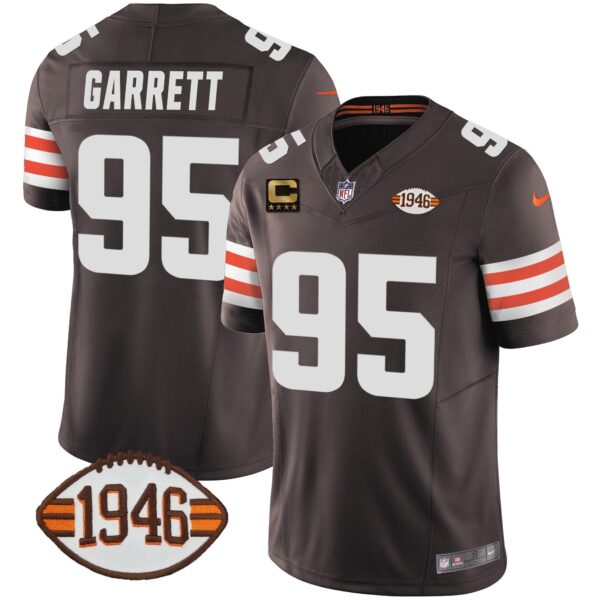 Browns 1946 75th Anniversary Patch Jersey – All Stitched – Brown – Myles Garrett Jersey