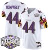 Ravens Maryland Flag 2024 AFC North Division Champions Patch Vapor Limited Jersey – All Stitched – White – Marlon Humphrey Jersey