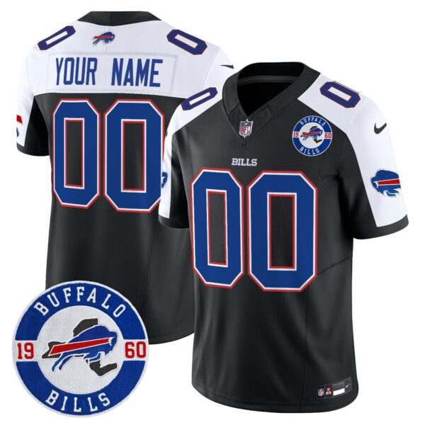 Buffalo Bills 2024 Vapor Limited Custom Jersey – Est. 1960 Patch – All Stitched – Black Alternate Jersey